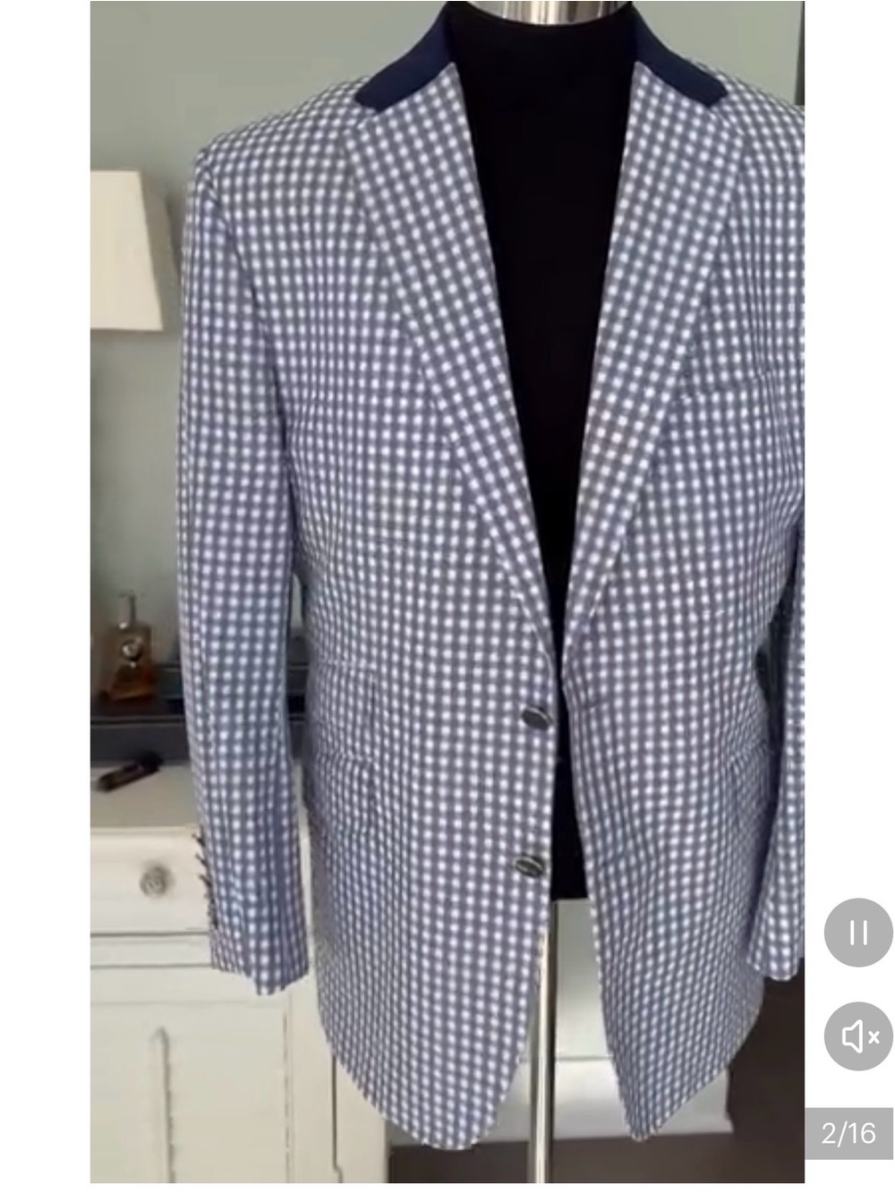 Tom James Gingham Custom Blazer City Signs Mens Sz 42R - Picture 2 of 11